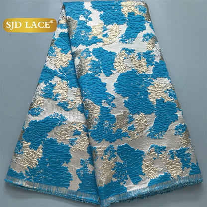 SJD LACE African Lace Fabric 2025 High Quality French Gild Brocade Jacquard Lace Fabric For Women Wedding Party Dresses Sew 3464