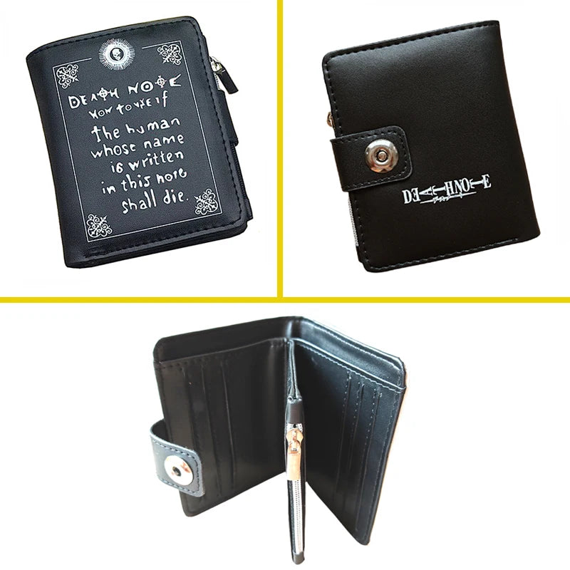 Death Note Anime Black PU Leather Short Wallet Card and Coin Purse for Boys Girls Gift