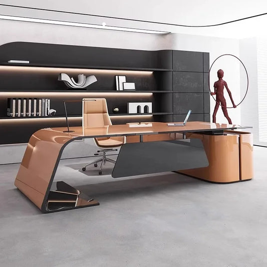 European High Quality Office Desk Cheap Executive Study Standing Office Desk Storage Floor Boss Wooden Escritorio Furniture