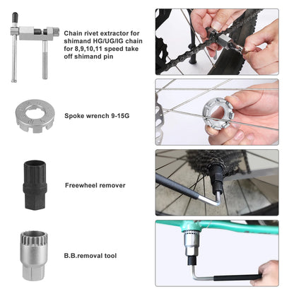 Swiss+Tech 30 Piece Bike Repair Tool Kit, Bicycle Maintenance Tool Set with Storage Case, Bike Accessories for Mountain
