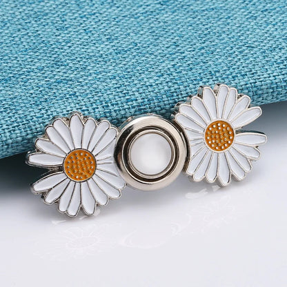 Detachable Pant Waist Tightener Pearl Flower No Sew Waist Buckles for Loose Jeans Dress Fit Instant Pants Button Pins Tightener