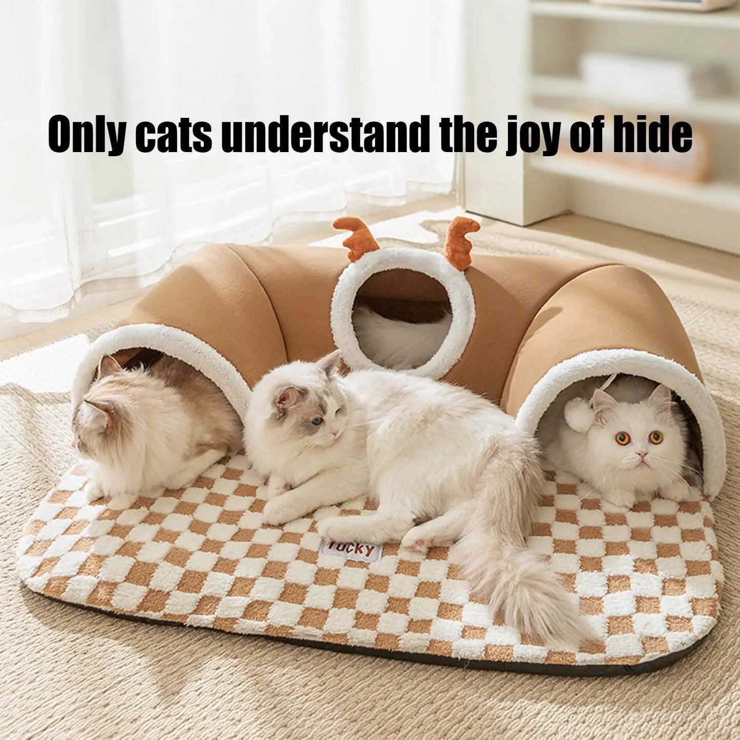 Cat Bed Tunnel Cat Play Tunnel Warm Shelter Tent House Toys for Dog Pet Animal Indoor Outdoor Wall-Corner Games Outside