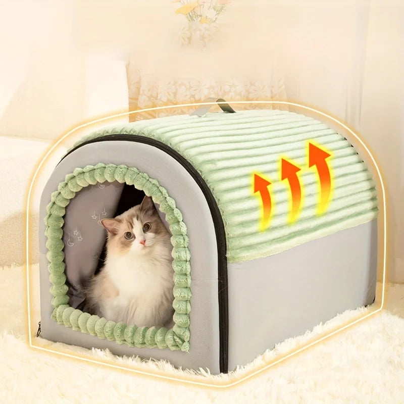 All-Season Enclosed Pet Bed Thickened Portable Dog House & Cat Tent with Washable Bedding Needed Bed for Small Medium Large Dogs