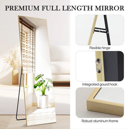 JHK 71"x26" Full Body Wall Mirror Standing Hanging or Leaning Wall-Mounted Mirrors with Stand Aluminum Alloy Frame Living Room