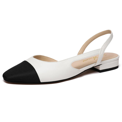 Slingback Flats for Women Square Pointed Toe Two Toned Flats Wedding Pumps for Women