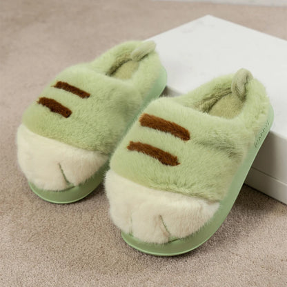 3D Cat Paw Slippers Warm Slip-on House Shoes Comfortable Furry Paw Couple Slippers Cute Paw Slippers for Autumn Winter for Home