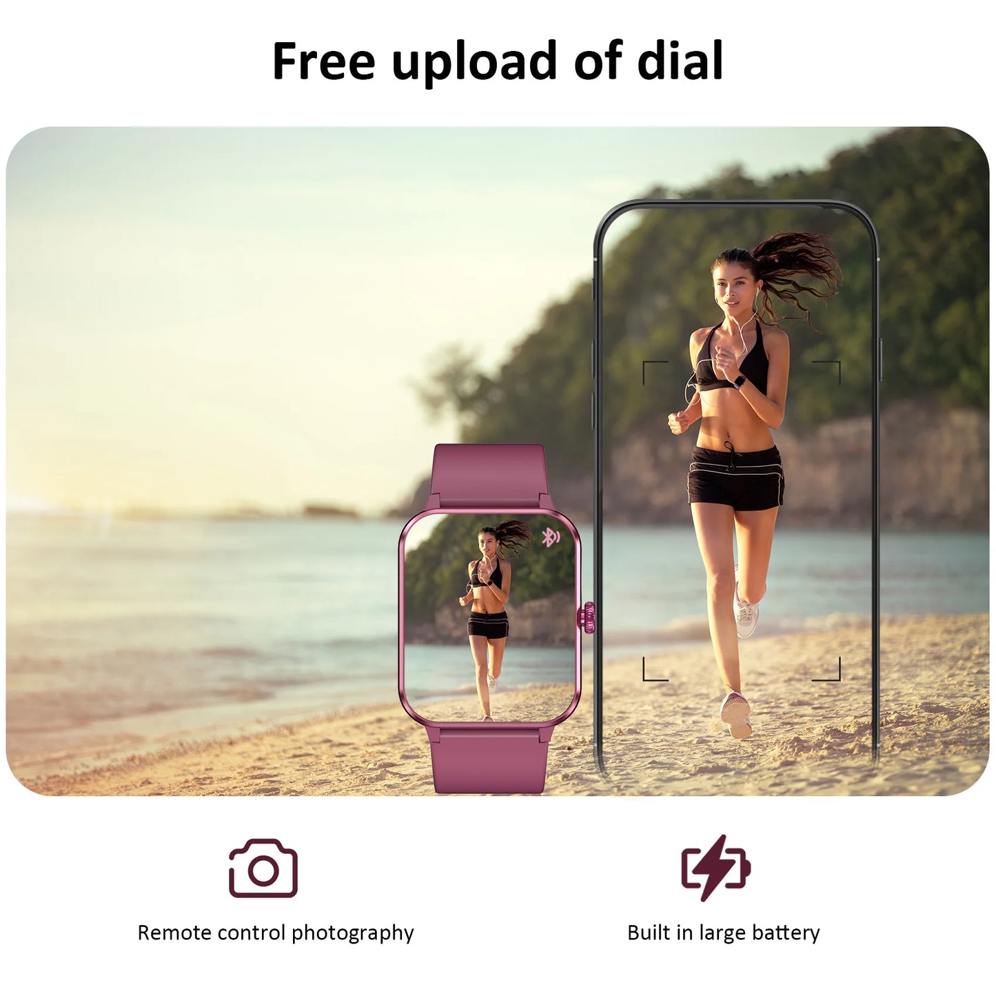 IOWODO R50 Waterproof Smart Watch 1.85'' HD Screen BT Calls SpO2 Heart Rate Monitor Men Women Smartwatch with 100 Workout Modes