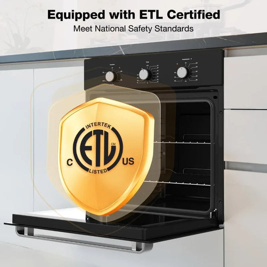24 Inch Single Wall Oven, 2.79 Cu. Ft. Built-in Electric Wall Oven with 5 Cooking Functions