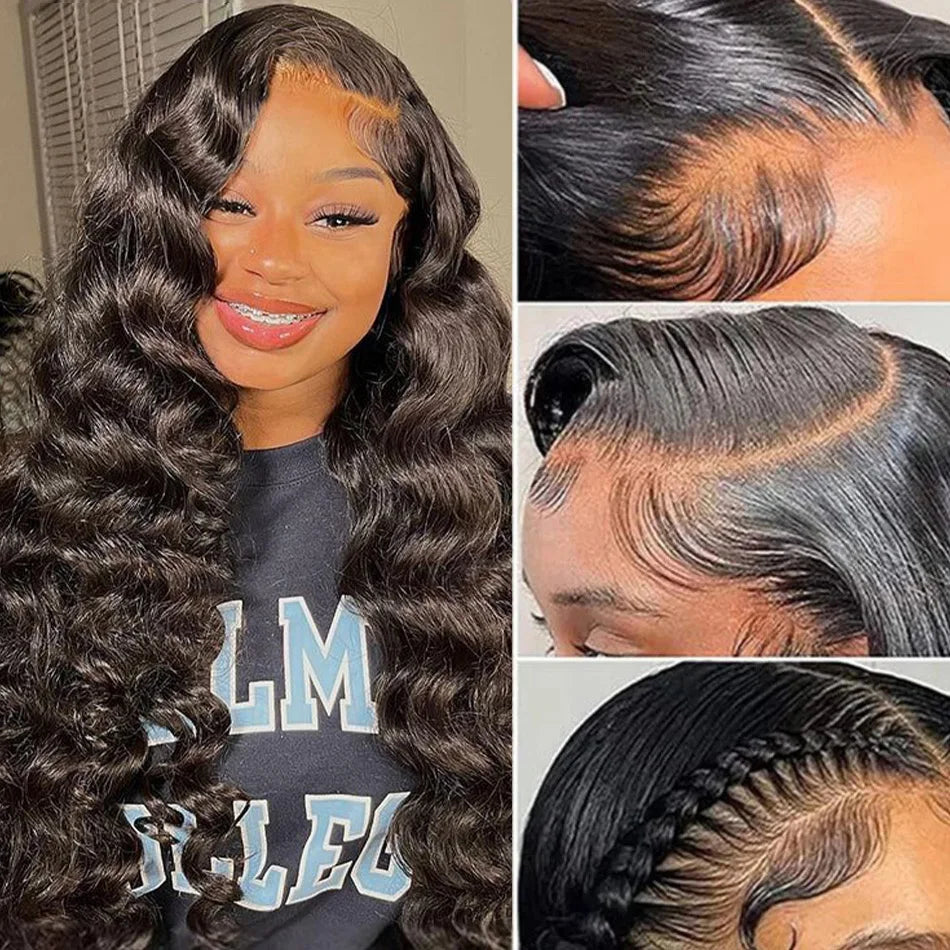 Loose Waves Wig Human Hair Curly Body Wave Human Hair Wigs 13x6 Hd Lace Frontal Wig 250 Density Brazilian With Bleached Knots