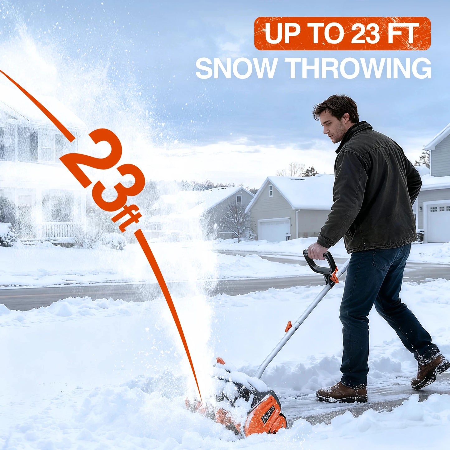 TaskStar Electric Snow Shovel With LED Light&Wheels 23Ft Distance 40V 16x8-inch Brushless Snow Blower 2 5.0Ah Batteries&Charger