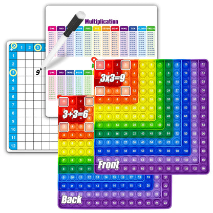 Multiplication Addition Learning Games Writable Board Reusable Practice CardsMath Flashcard Set with Erasable Pen for Kids Age3+