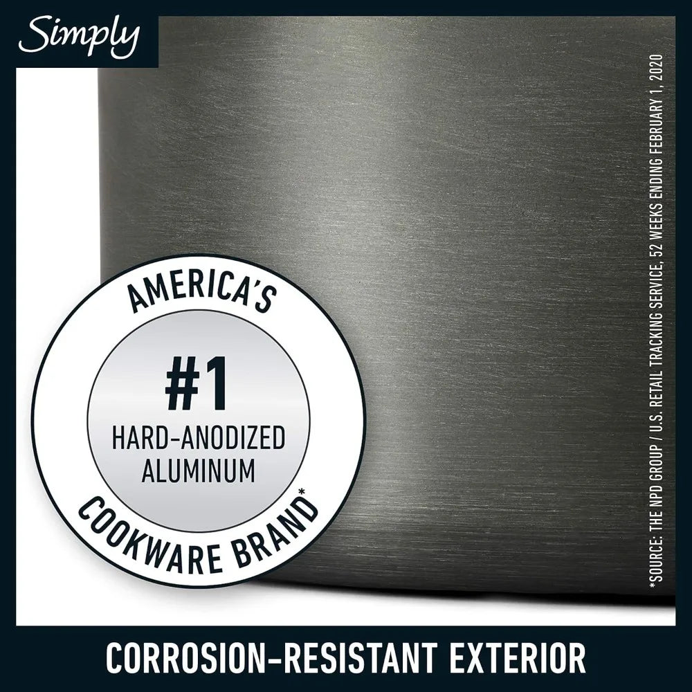 Calphalon 10-Piece Non-Stick Cookware Set with Black Pots and Pans, Stainless Steel Cool-Touch Handles, and Hard-Anodized Alumin