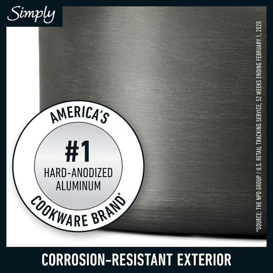 Calphalon 10-Piece Non-Stick Cookware Set with Black Pots and Pans, Stainless Steel Cool-Touch Handles, and Hard-Anodized Alumin
