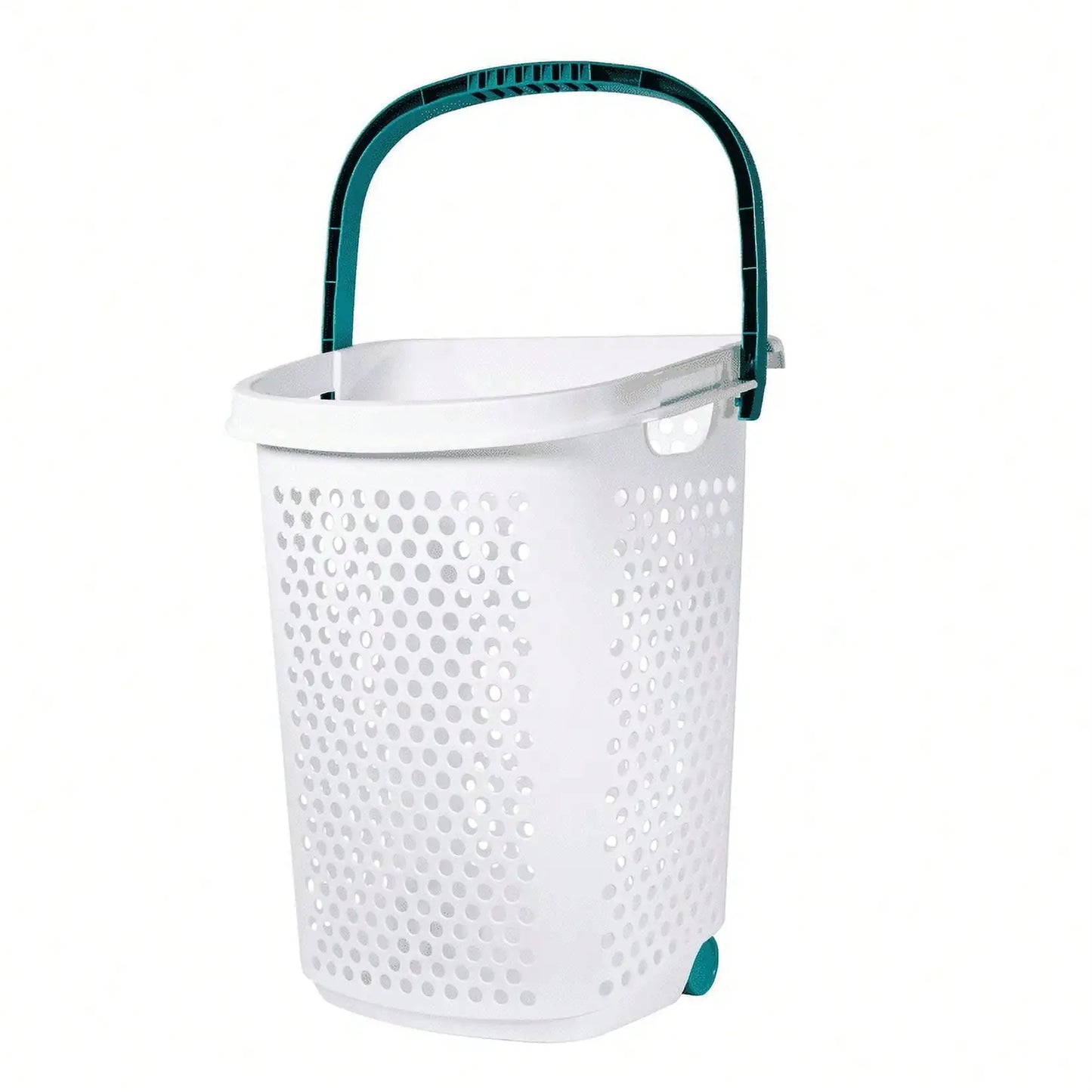 Rolling Laundry Hamper with Pop-Up Handle, Durable Plastic Clothes Basket Organizer for Home Bedroom Bathroom Storage