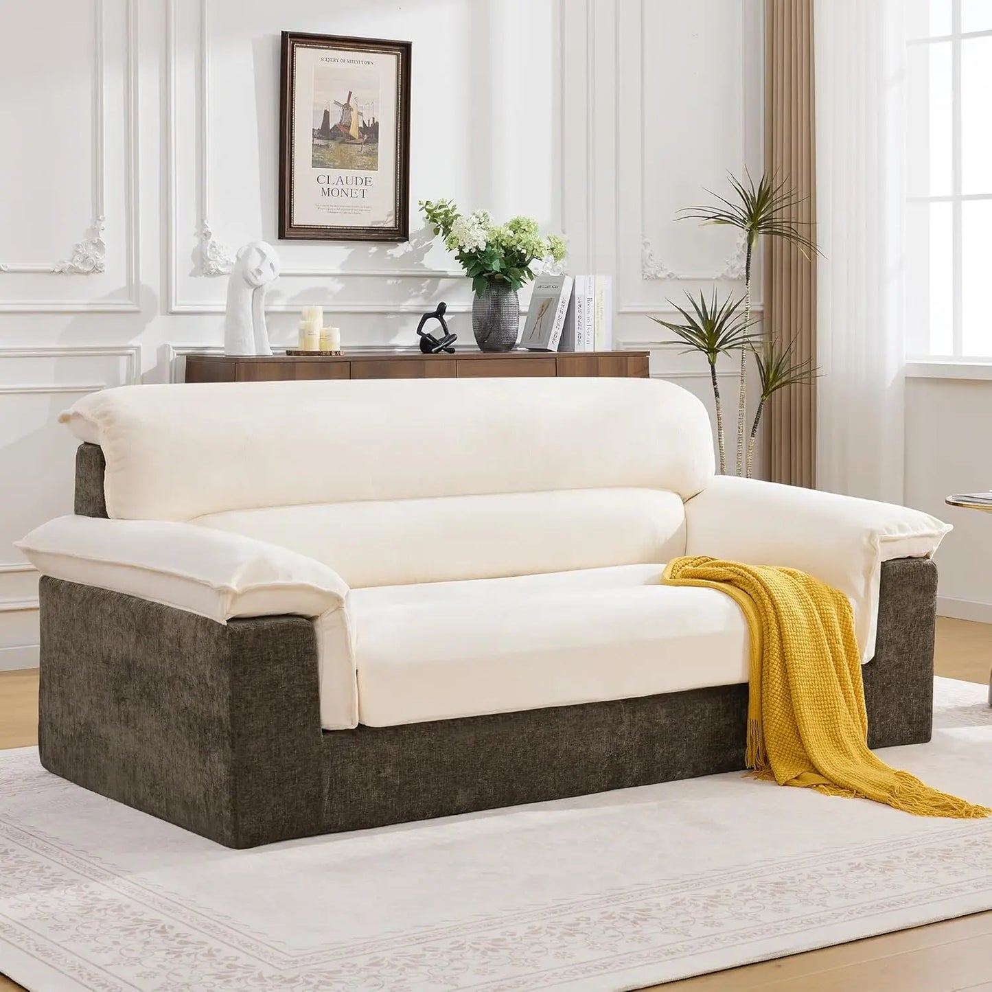 80'' Boneless Loveseat Sofa, Oversized Cloud Deep Seat Couch, Upholstered Chenille Memory Foam Love seat Sofa for, Customized