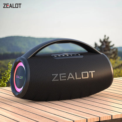 Zealot-S97 80W high power bluetooth speaker portable RGB colorful light waterproof wireless subwoofer 360 stereo surround TWS FM