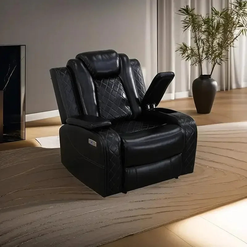 RPD4-Recliner sofa.Black Power Recliner Sofa Set for Living Room