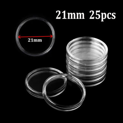 21/23/25/30/32/38/40/45mm Coinning Capsules Storage Box Clear Plastic Coinning Cases Holders Protector Coinning Capsules Storage