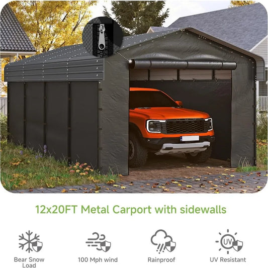 12x20 Outdoor Car Shelter, Heavy Duty Galvanized Roof for All-Weather Protection