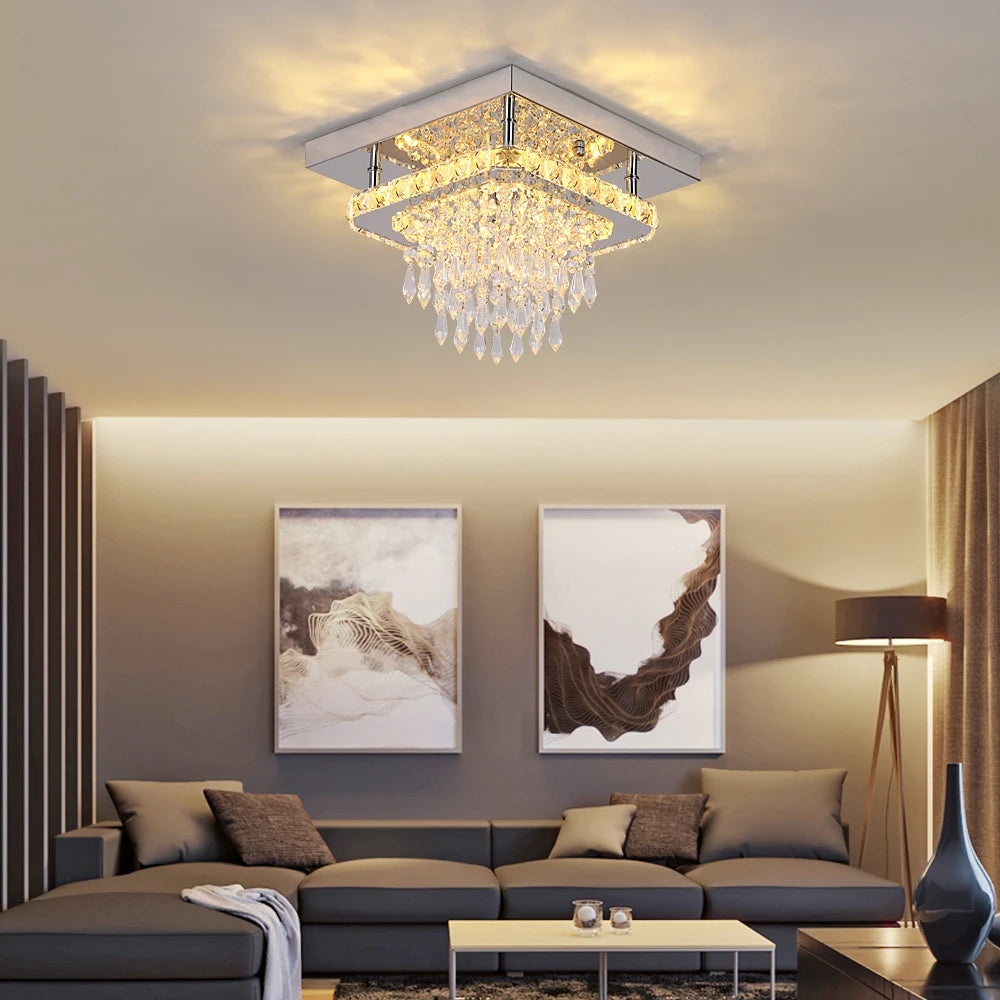 Modern Ceiling Light Led Crystal Chandelier Living Room Bedroom Lustre Aisle Luminaire Home Decor Pendant Lamp Hanging Fixture