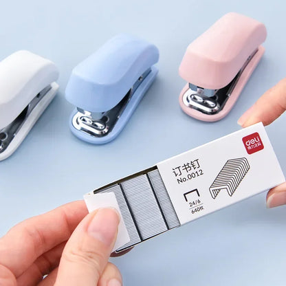 1pc Cute Macaron Color Mini Stapler for Student Stationery Combo Set Convenient Small Stapler and Staples for Binding Paper