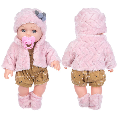 12inch Realistic Reborn Doll Handmade Mohair Silicone Cloth Dolls Full Body Bebe Reborn Newborm Girl With Pacifier