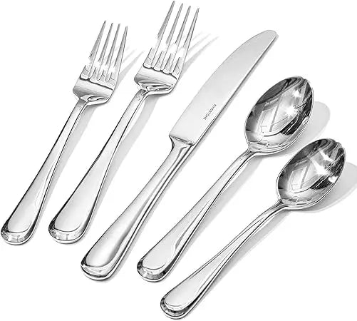 60-Piece Stainless Steel Silverware Set for 12, High-Quality Flatware with Modern Design and Heavy Duty Construction