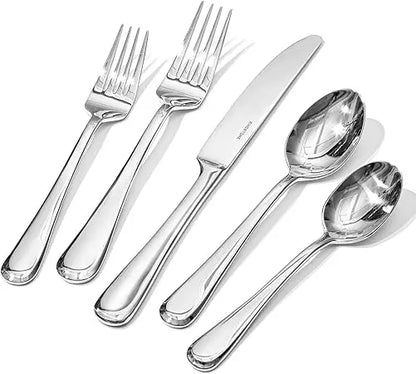 60-Piece Stainless Steel Silverware Set for 12, High-Quality Flatware with Modern Design and Heavy Duty Construction