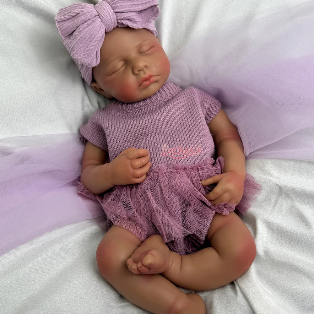 Artistic 20Inch Loulou Full Soft Silicone Reborn Baby Girl Lifelike Skin & Handmade Details Doll for Display Collectible Gift