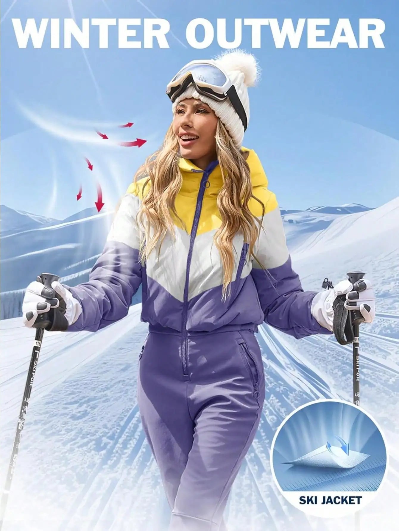 Fisoew thermal Snowsuit For Women Waterproof One Piece Ski Suit Cold Weather Outdoor Gear  Winter Ski Wear  Winter Snowboarding