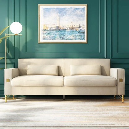 85.63" Velvet Sofa,Modern Loveseat Couch with Pillows Set of 2 for Living Room,Bedroom,Apartment Furniture with, Customized