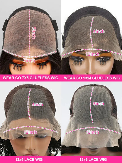 Water Wave Glueless Wig Human Hair Curly 13x6 13x4 HD Frontal Wig 250% Deep Wave Wigs Wear Go 7x5 HD Lace Closure Wig Sale CEXXY