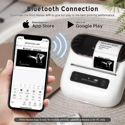 Phomemo M220 Label Printer Portable Handheld Thermal Maker Bluetooth Barcode QR Code Sticker Paper Rolls Labeller White 75mm Tag