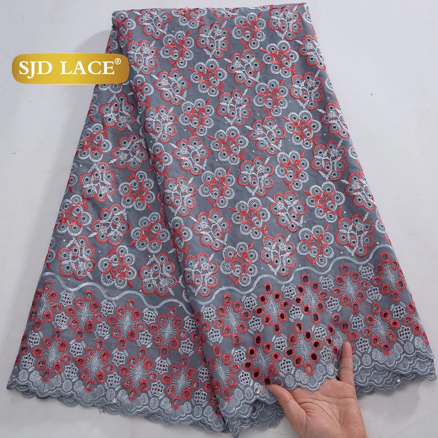 SJD LACE Austria African Cotton Lace Fabrics 2025 High Quality Nigerian Swiss Voile Lace for Sewing Women Wedding Dress DIY 4369