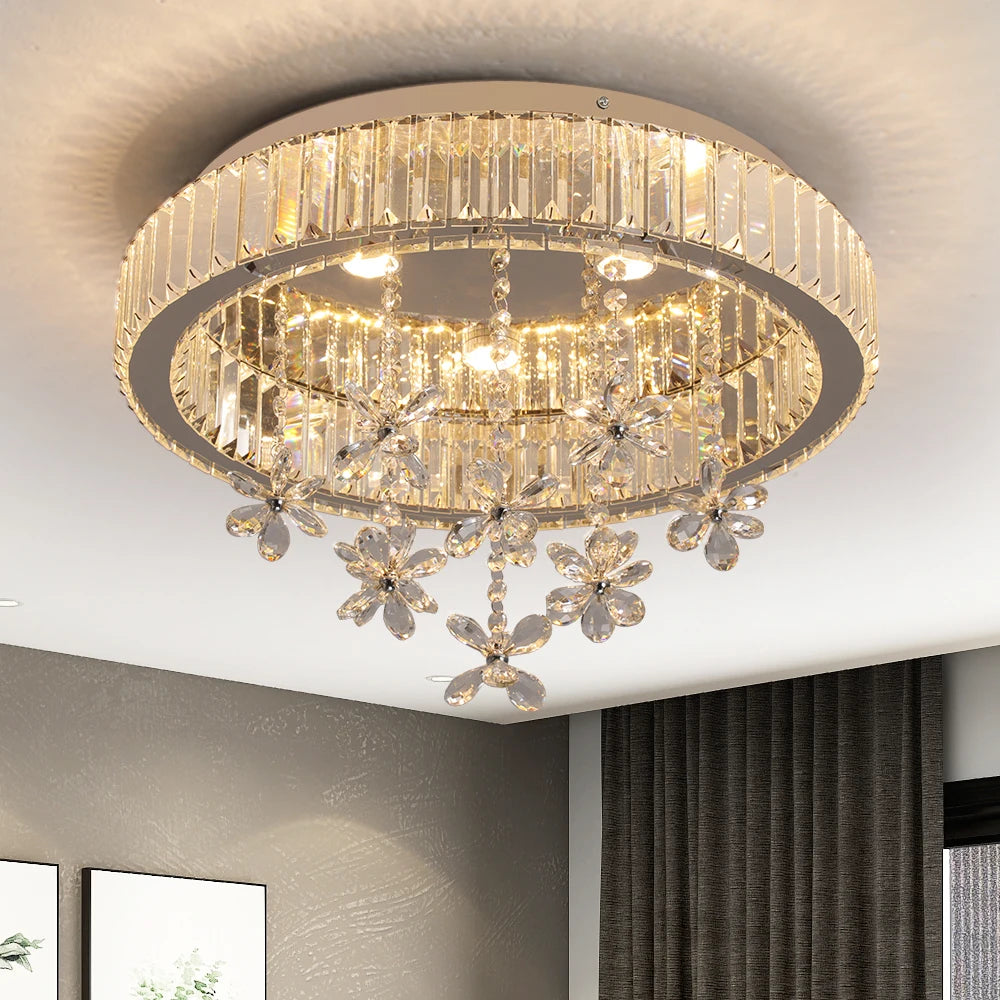 Crystal LED Ceiling Lamp Modern Chandelier Pendant Light Luxury Home Decor Living Dining Room Decor Fixtures Plafonnier Lustre