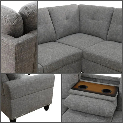 Shaped Couches for Living Room, Sectional Couch Living Room Furniture with Storage Ottoman, Modular Sectional Sofa with Movable