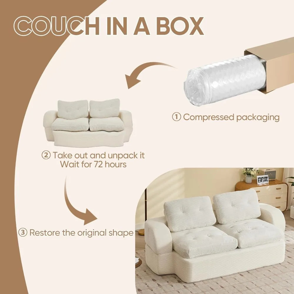 Foldable Sofa Bed Convertible Boneless Couch No Assembly Love Seat Sleeper for Living Room Bedroom Apartment