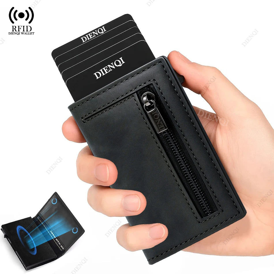 Rfid Blocking Credit Card Holder Men Wallet Luxury Pop Up Slim Thin Minimalist Wallet Bank Cardholder Case Black Vallet for Men