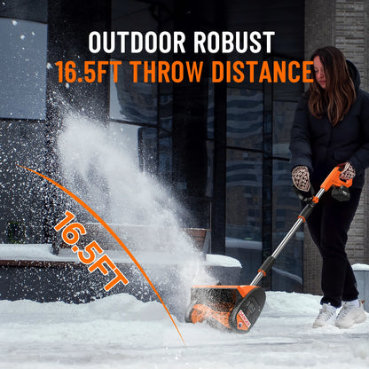 TaskStar Cordless Snow Shovel 2 4000mAh Batteries Powered 6x12-inch Electric Snow Sweeper 16.5ft Distance With Directional Plate