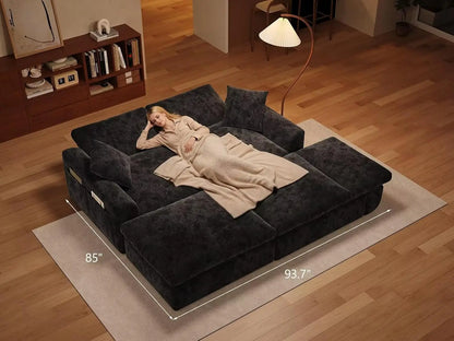 119" Cloud Couch Sectional for Living Room, Oversized Boneless Couches with Ottoman, Convertible L Shaped 3 Seater, Customized