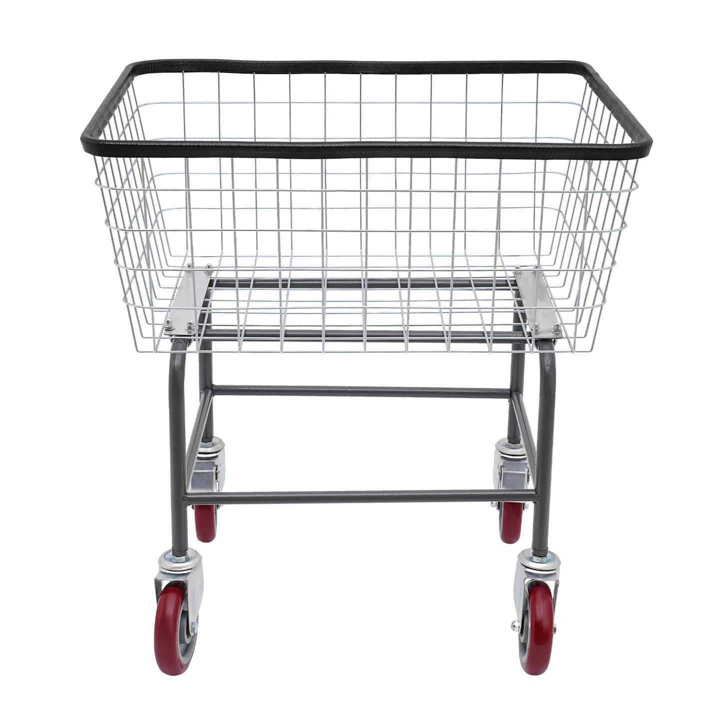 Large Capacity 110 Lbs Steel Wire Laundry Cart, 20*8*15.7in Laundry Basket with Wheels, Commercial Laundry Basket Cart