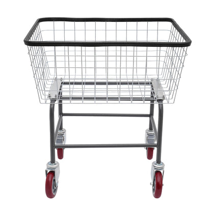 Large Capacity 110 Lbs Steel Wire Laundry Cart, 20*8*15.7in Laundry Basket with Wheels, Commercial Laundry Basket Cart