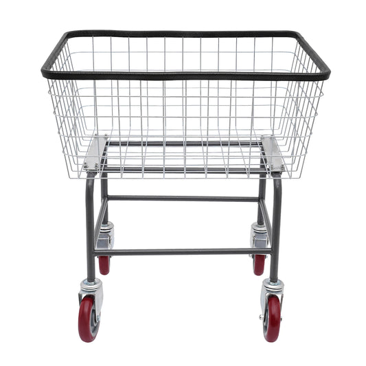 Large Capacity 110 Lbs Steel Wire Laundry Cart, 20*8*15.7in Laundry Basket with Wheels, Commercial Laundry Basket Cart