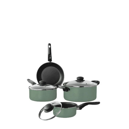 7 Piece Nonstick Cookware Set Lightweight Aluminum Pots and Pans Dishwasher Safe Easy Cleanup Cooking Essentials Beginners and
