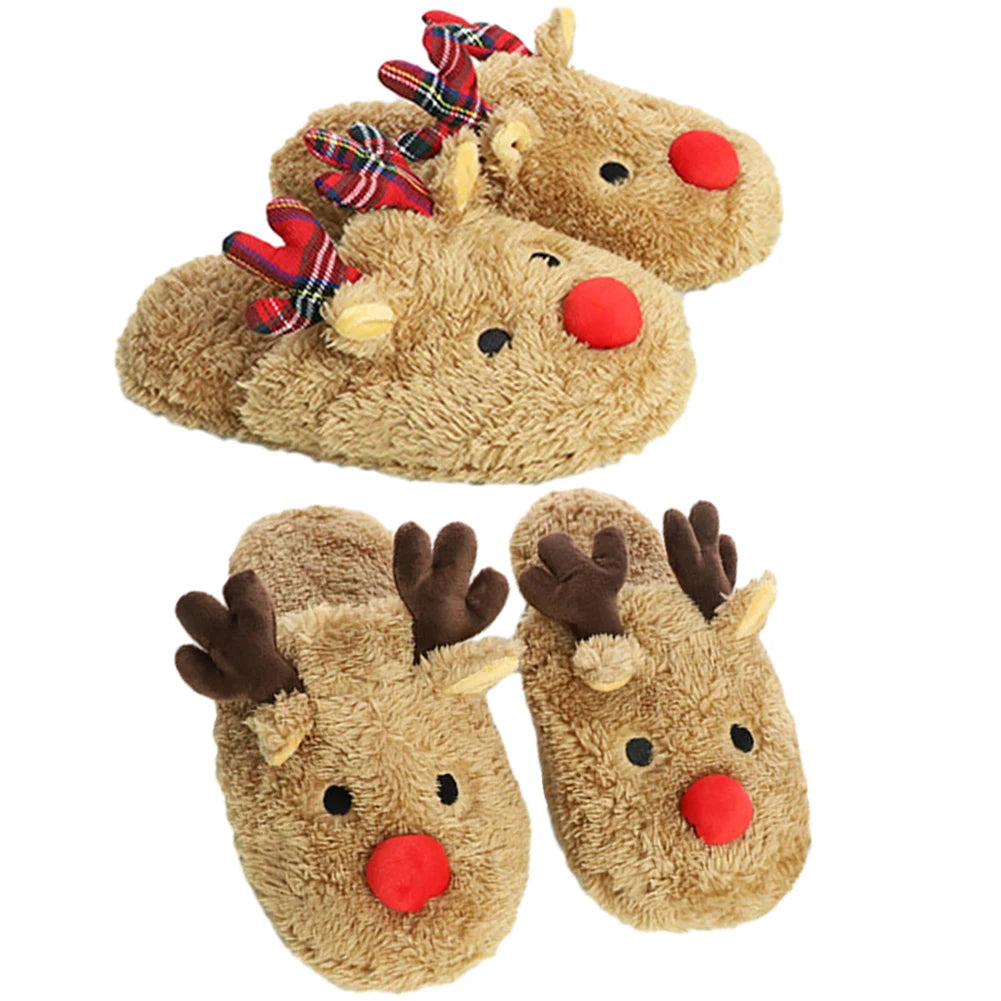 Christmas Reindeer Slippers House Flat Floor Soft Slides Winter Slippers Slip-On Slippers Women Men Breathable Bedroom Slippers