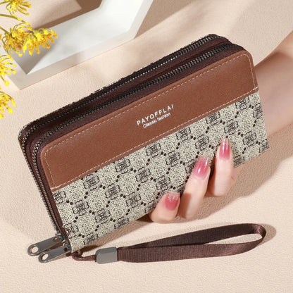 1pc Classic Men's Faux Leather Wallet, Double Layer with Snap Closure, Zippered Card Holder & Photo Compartment, Color blocking