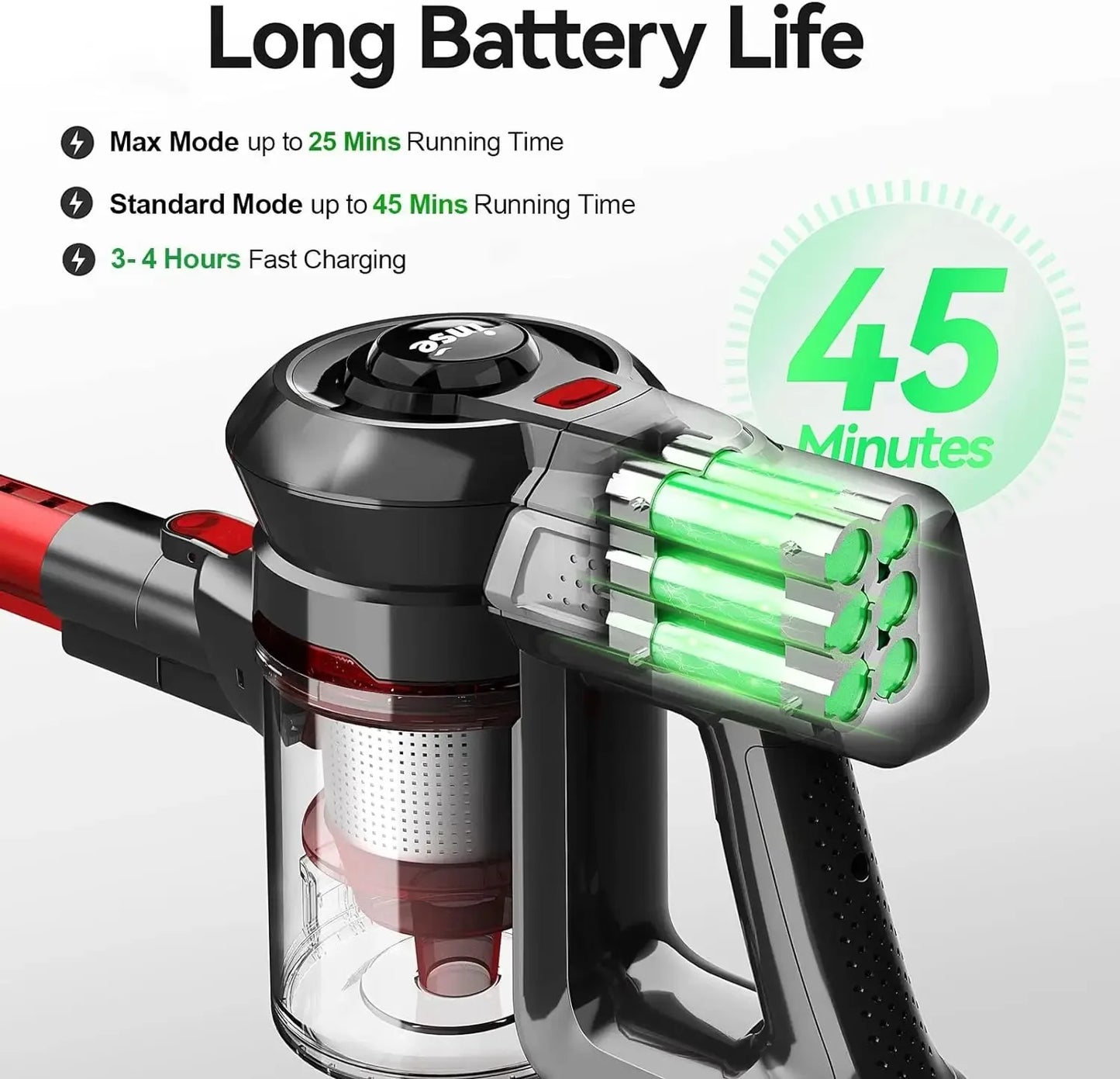 INSE N650 Cordless Vacuum Cleaner 4-in-1 Stick Vacuum Cleaner 160W Rechargeable Battery Up to 45mins Runtime for Household Clean