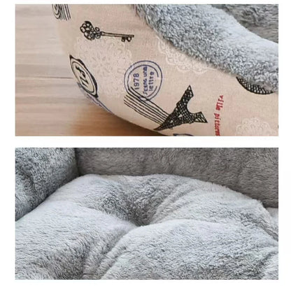 Warm pet kennel， dog cushion gray plush，breathable dog bed cat sleeping bag