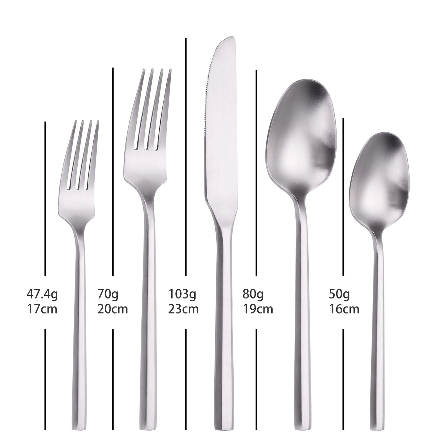 6/16/20Pcs Stainless Steel 304 Cutlery Set Mirror Sliver Tableware Western Hexagonal Handle Dinner Set Matte Knife Fork Spoon