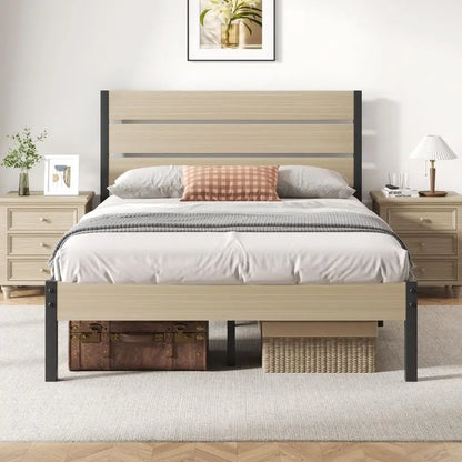 Bed Frame with Headboard and Footboard, with Under Bed Storage, AllMetal Support System, No Box Spring Needed, Easy Assembly, Be
